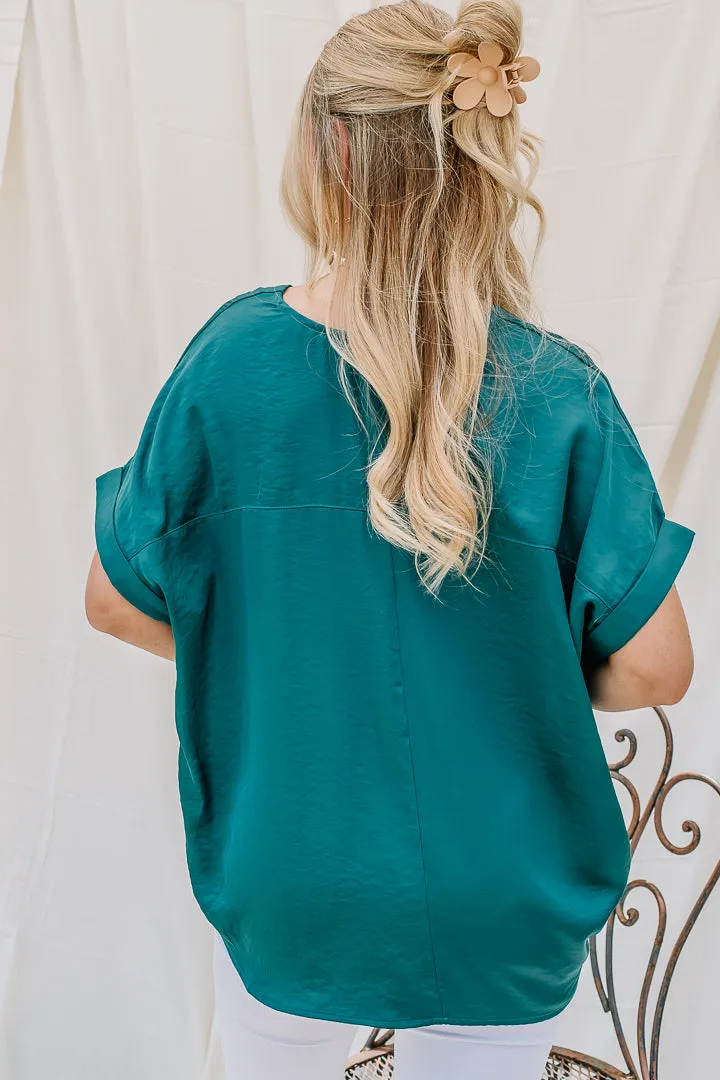 Holding Steady Satin Top | Dark Teal