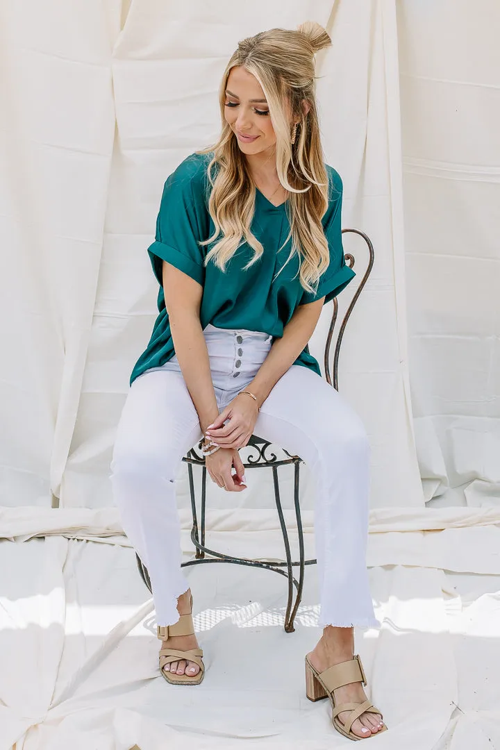 Holding Steady Satin Top | Dark Teal