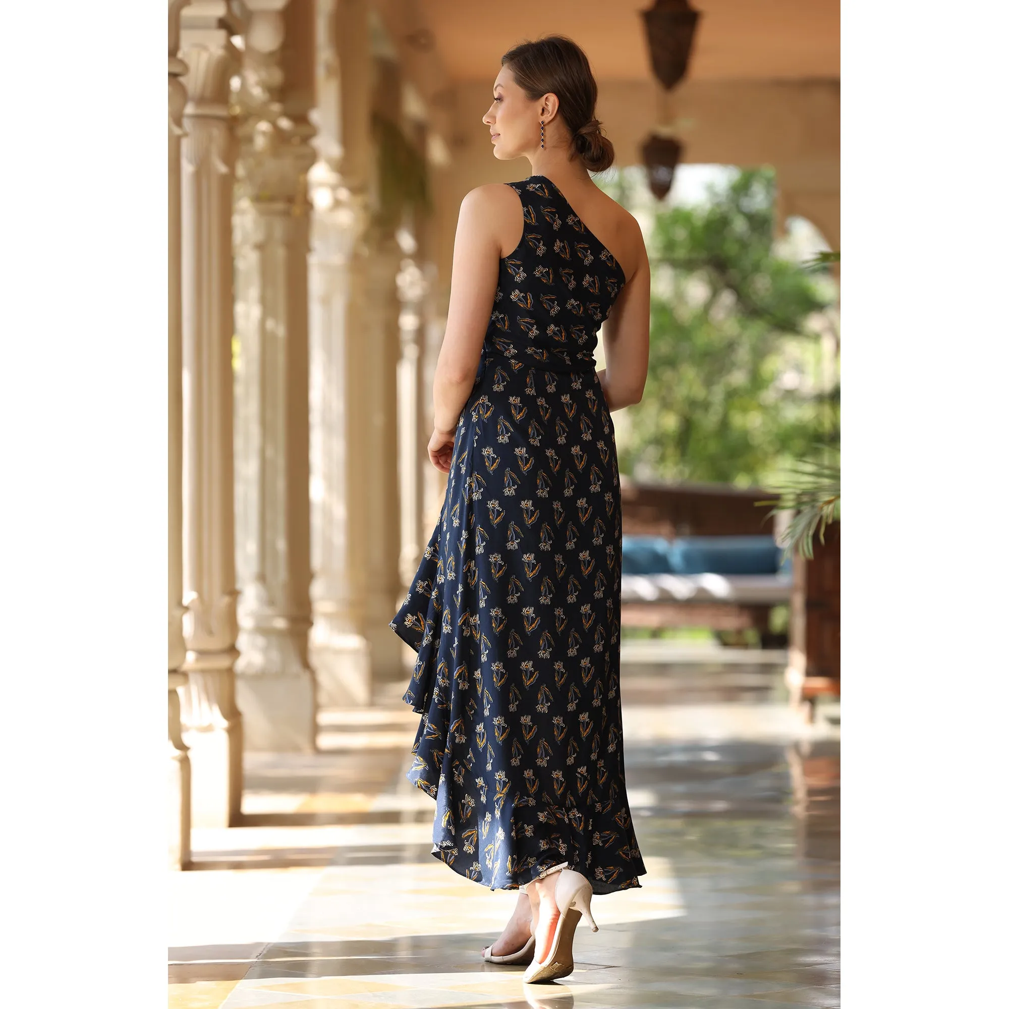 Iris Blue Cocktail Silk Dress