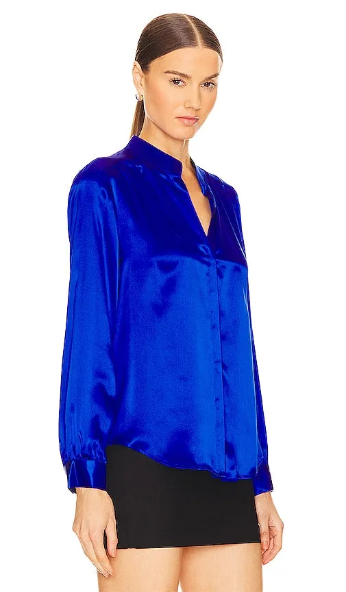 L'AGENCE Bianca Collar Blouse in Blue