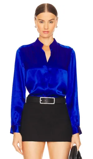 L'AGENCE Bianca Collar Blouse in Blue