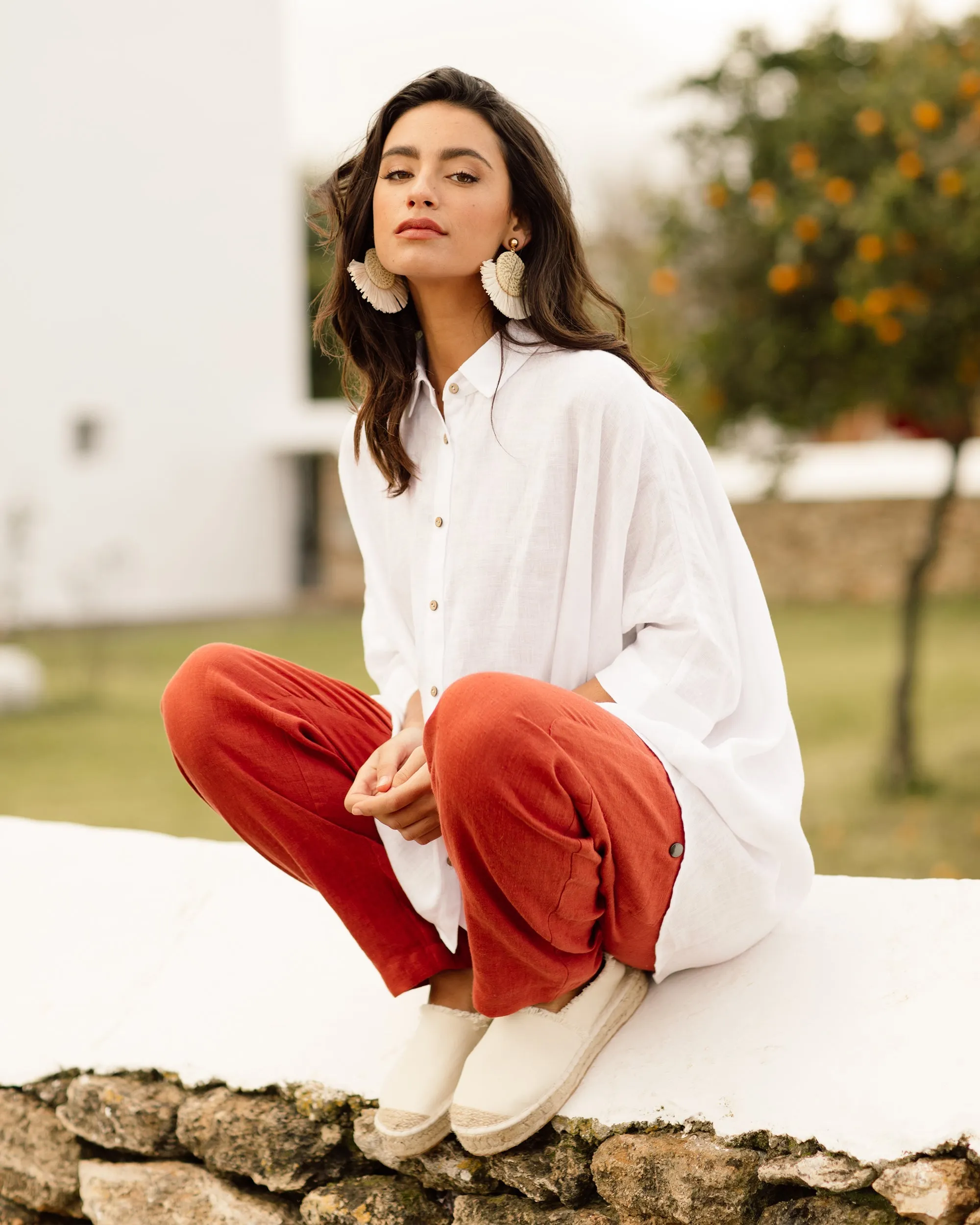 Lightweight linen shirt HANA in White