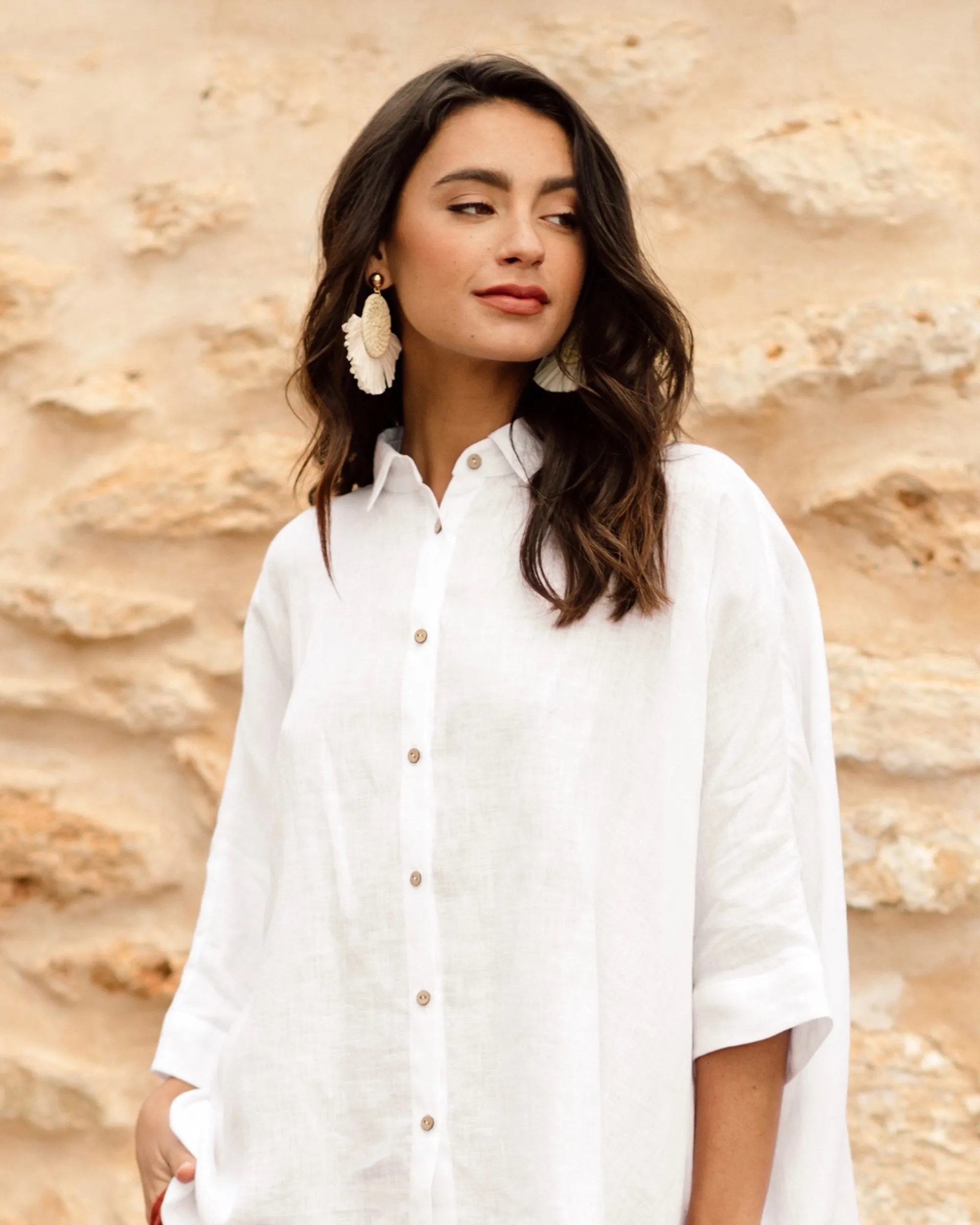 Lightweight linen shirt HANA in White