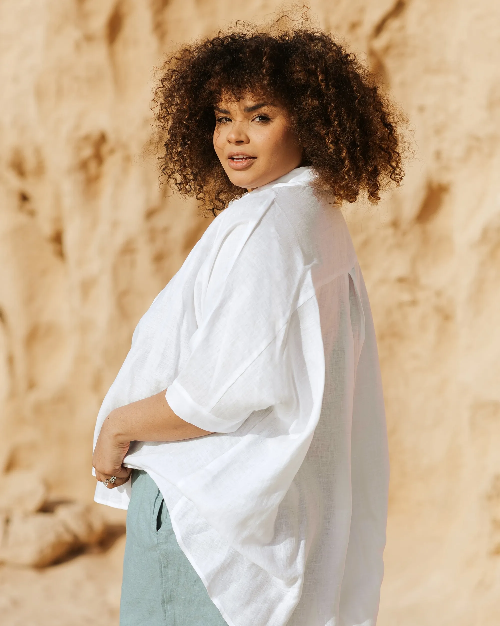 Lightweight linen shirt HANA in White