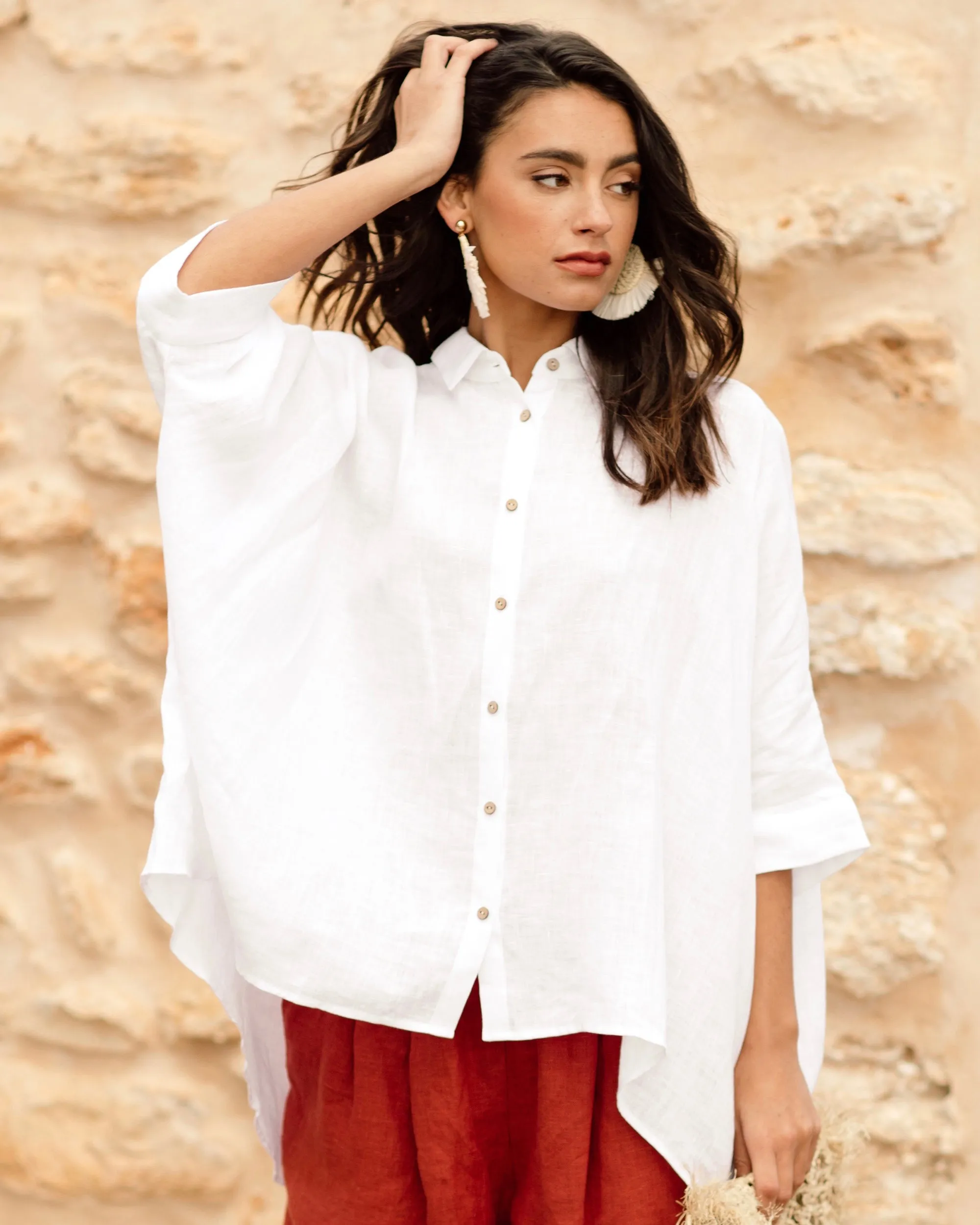Lightweight linen shirt HANA in White
