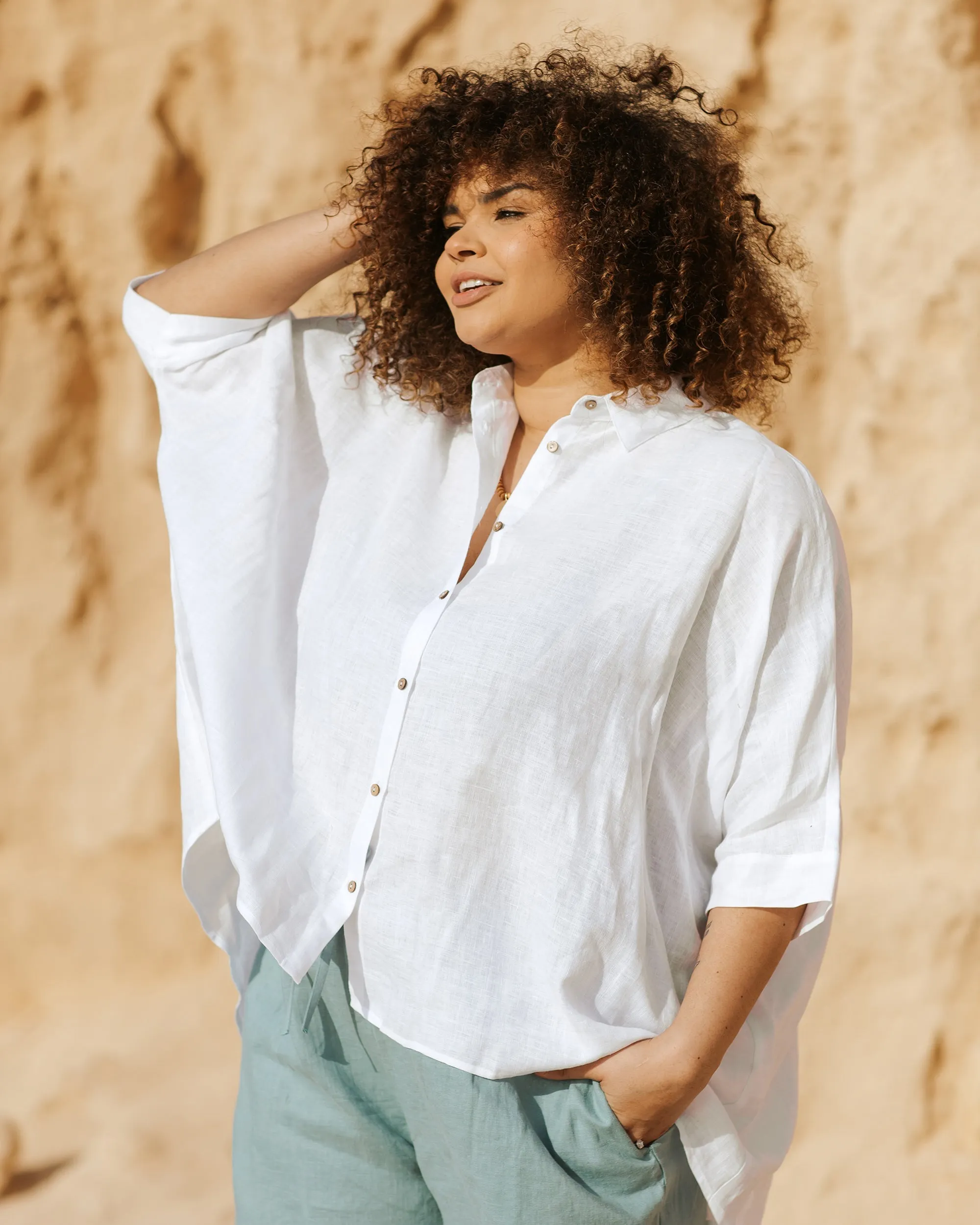 Lightweight linen shirt HANA in White