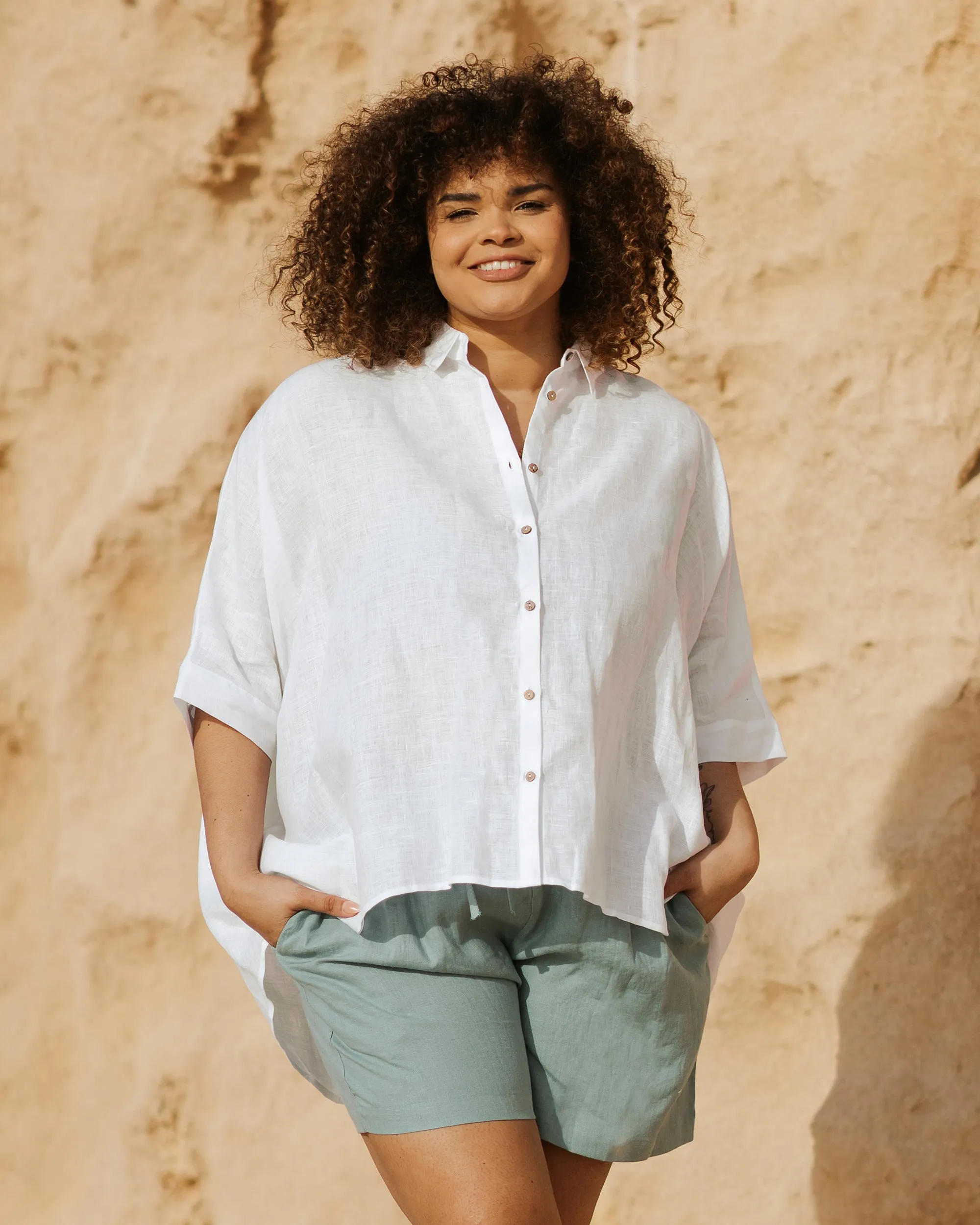 Lightweight linen shirt HANA in White