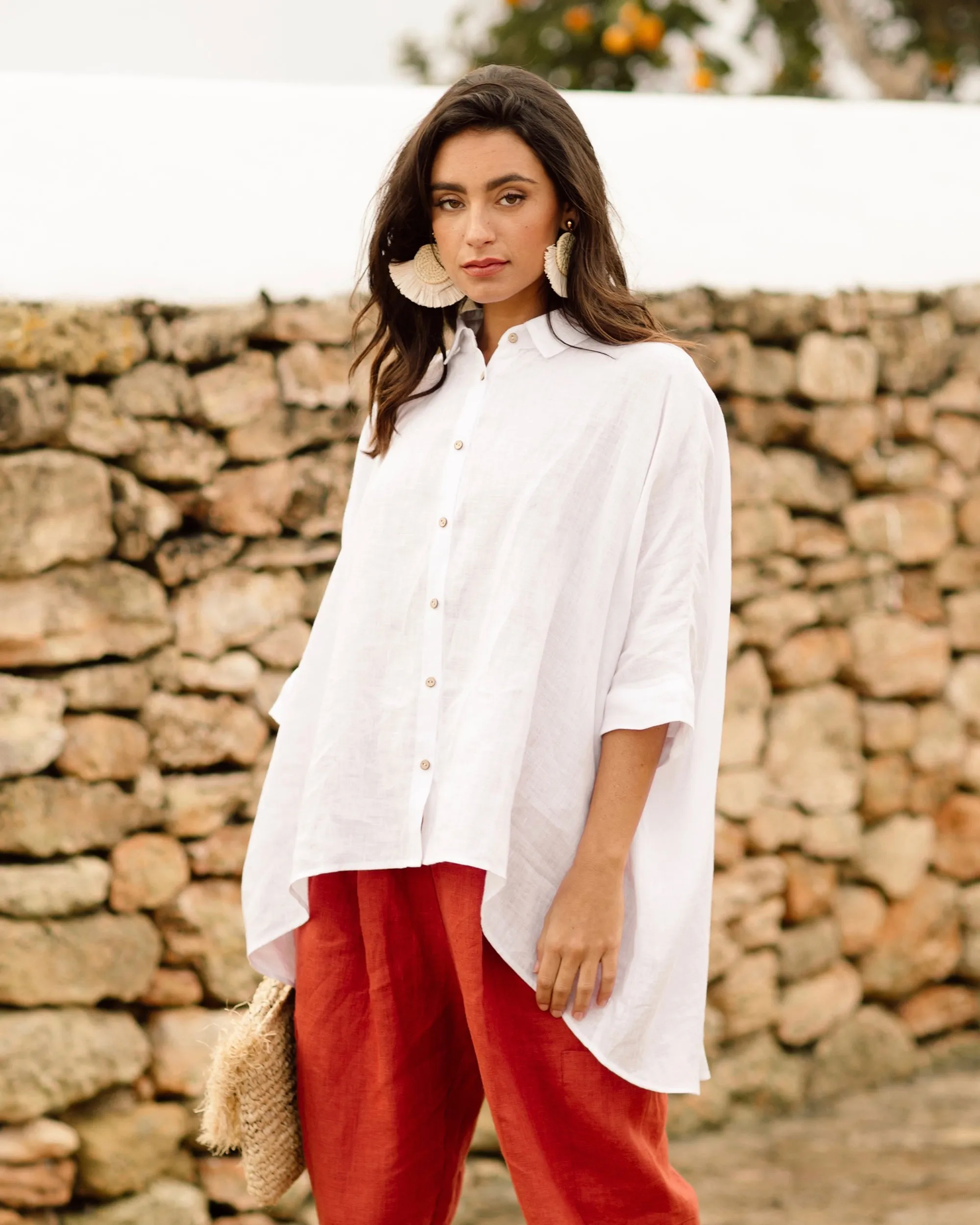 Lightweight linen shirt HANA in White