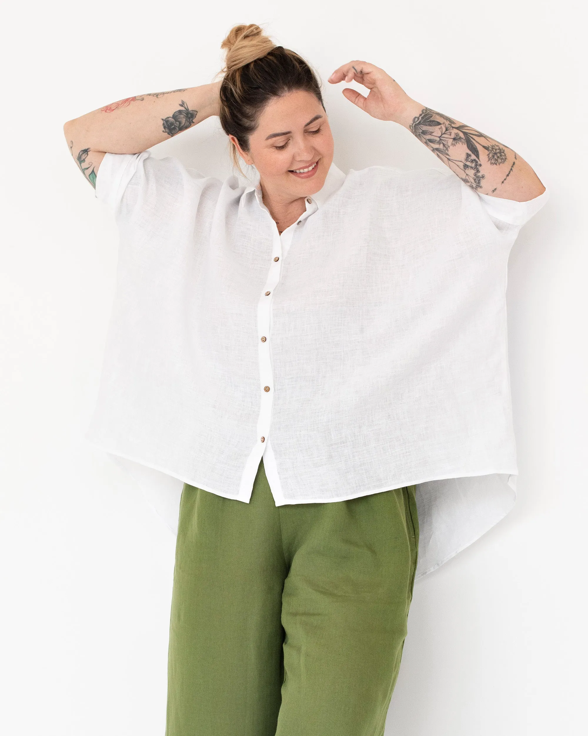 Lightweight linen shirt HANA in White