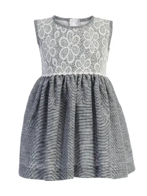Little Girls Navy Lace Bodice Sleeveless Easter Dress 2T-7