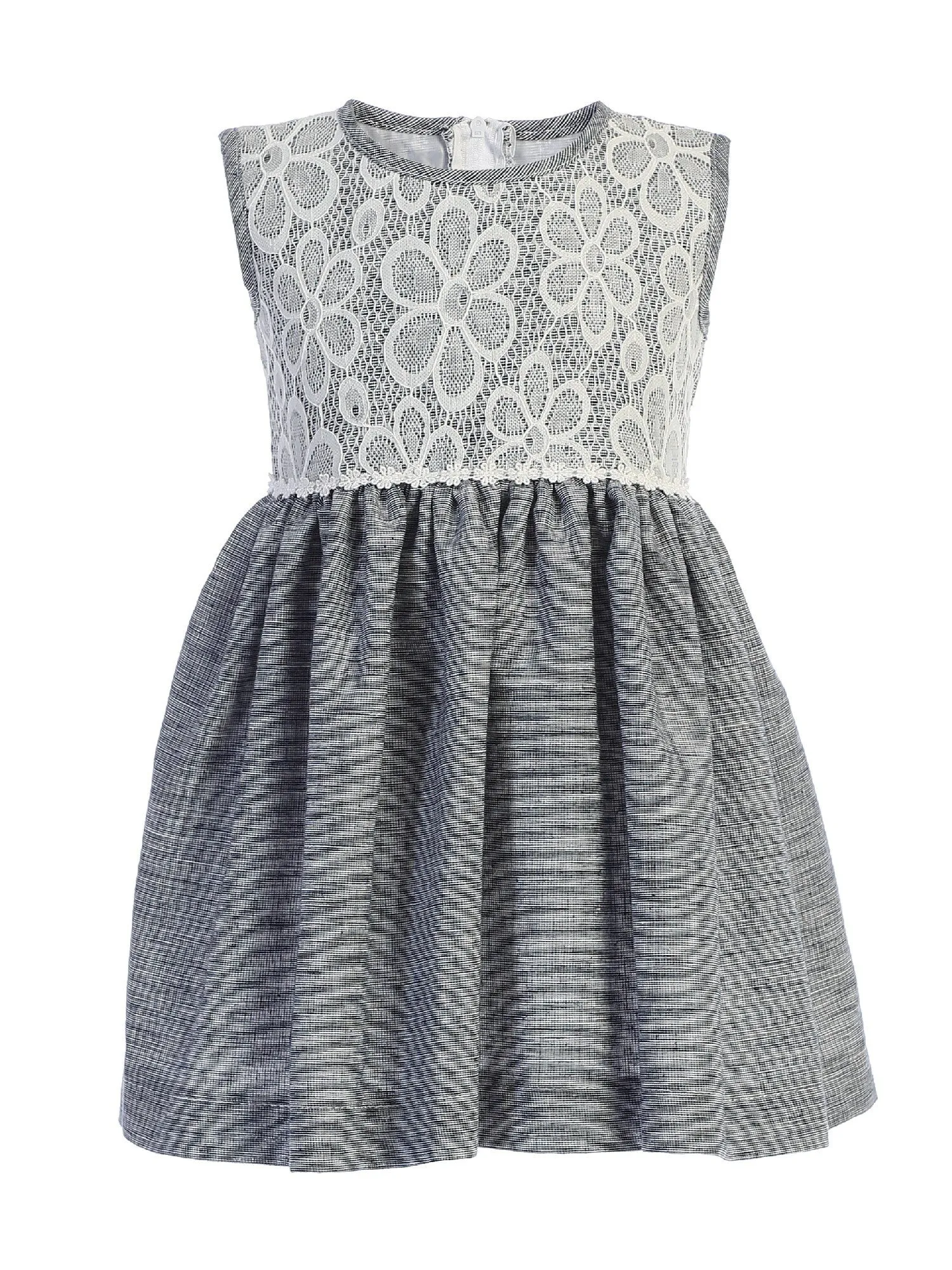 Little Girls Navy Lace Bodice Sleeveless Easter Dress 2T-7