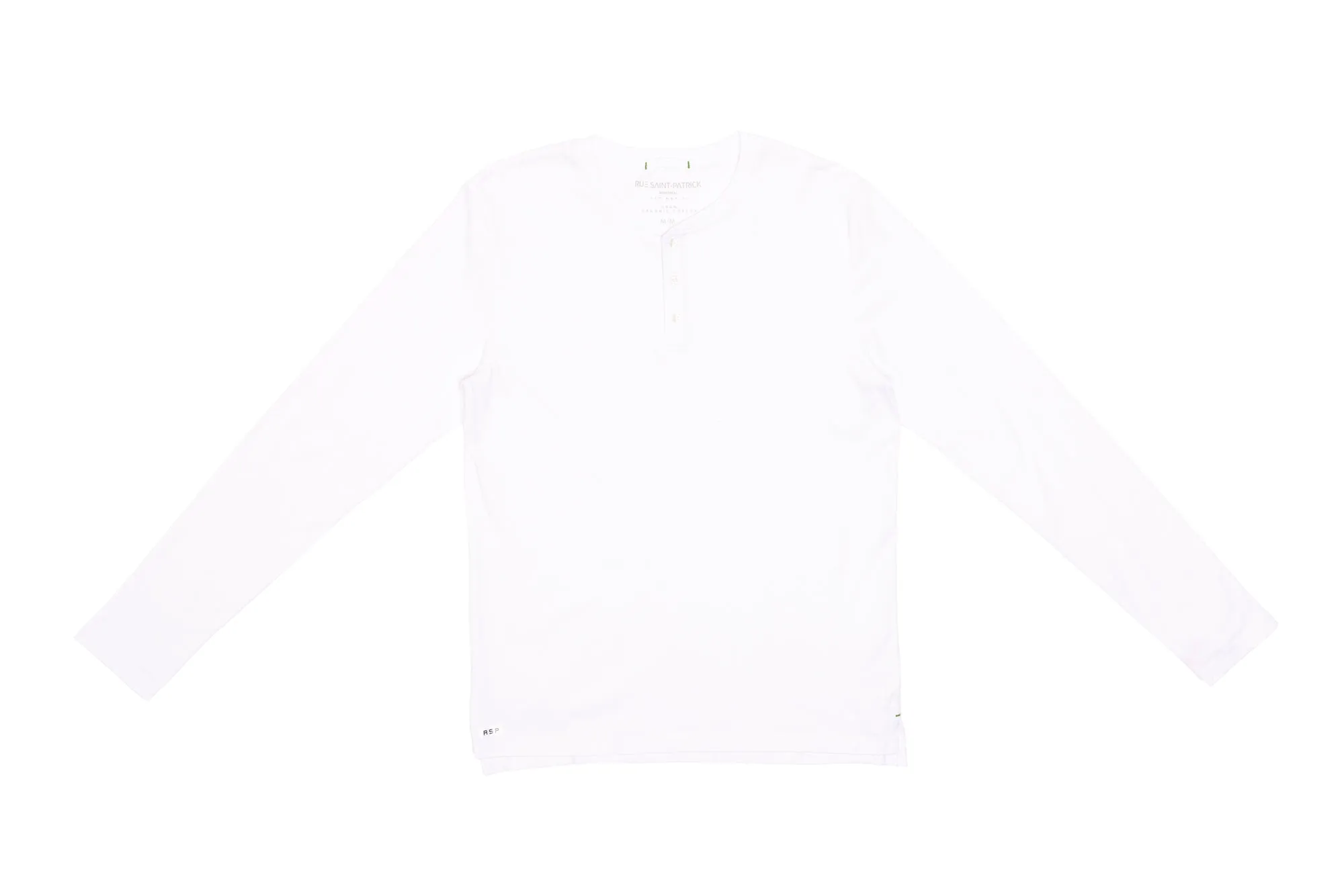 Long Sleeve Organic Cotton Henley in White