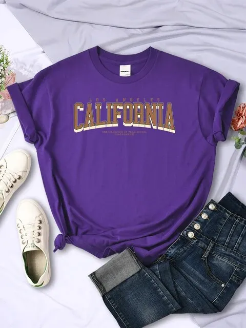 Los Angeles California "The Winner" T-Shirt – Women’s Summer Breathable Soft Short Sleeve Streetwear 2025