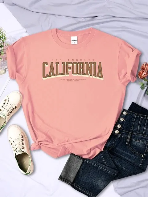 Los Angeles California "The Winner" T-Shirt – Women’s Summer Breathable Soft Short Sleeve Streetwear 2025