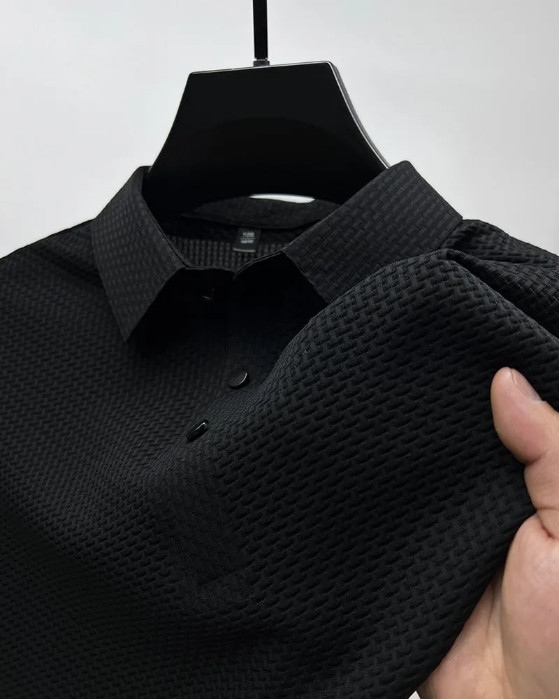 Men polo shirt high quality silk breathable business classy men fashion mock neck