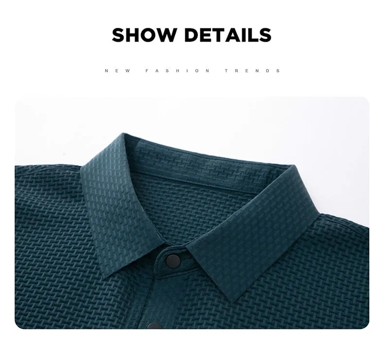 Men polo shirt high quality silk breathable business classy men fashion mock neck