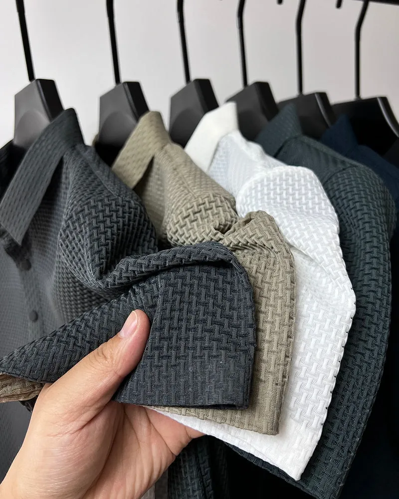 Men polo shirt high quality silk breathable business classy men fashion mock neck
