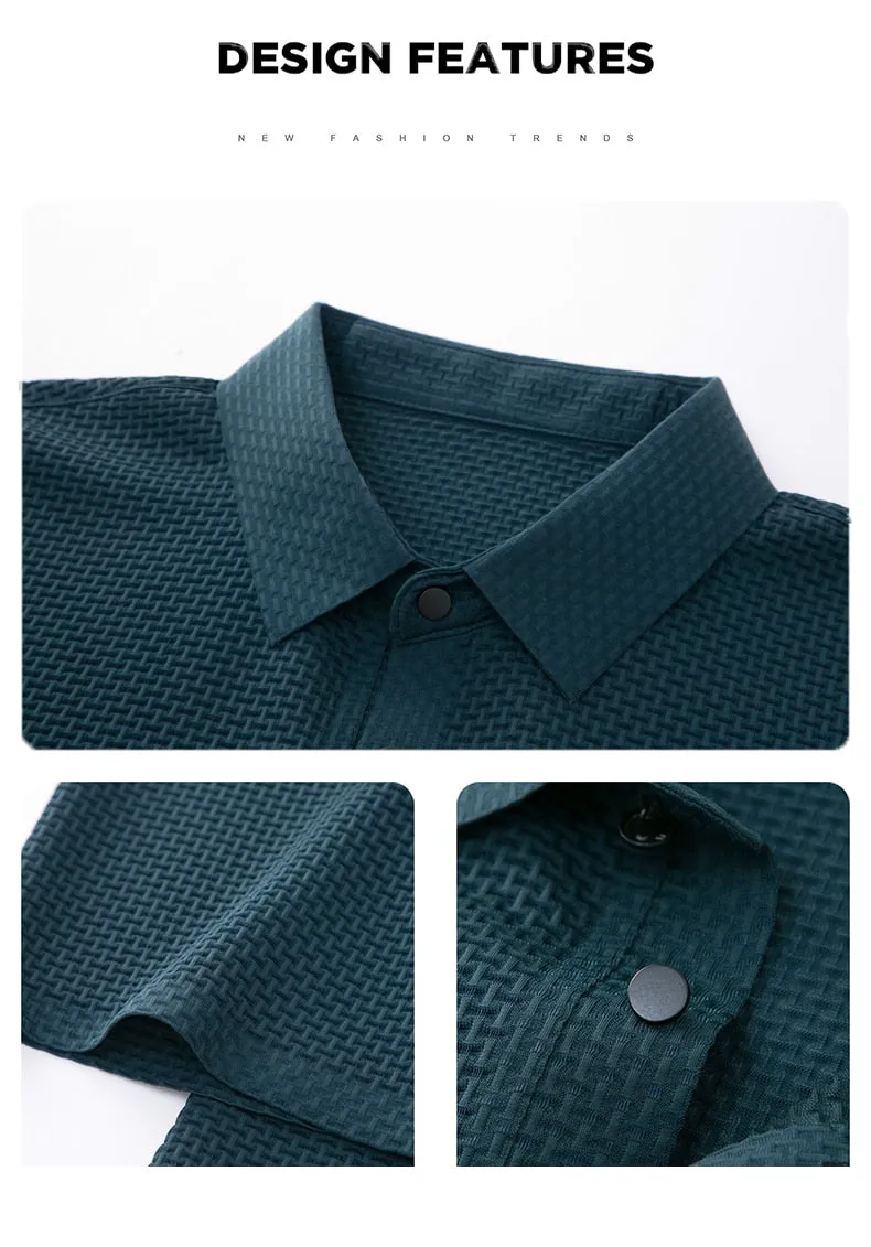 Men polo shirt high quality silk breathable business classy men fashion mock neck