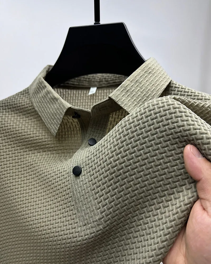 Men polo shirt high quality silk breathable business classy men fashion mock neck
