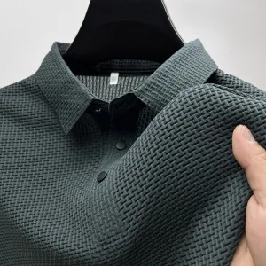 Men polo shirt high quality silk breathable business classy men fashion mock neck