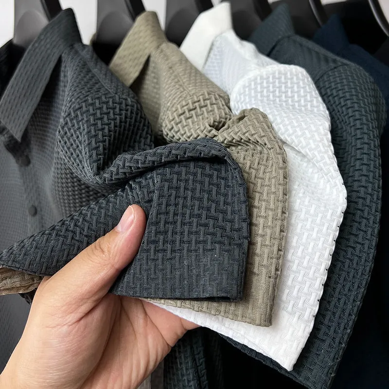 Men polo shirt high quality silk breathable business classy men fashion mock neck