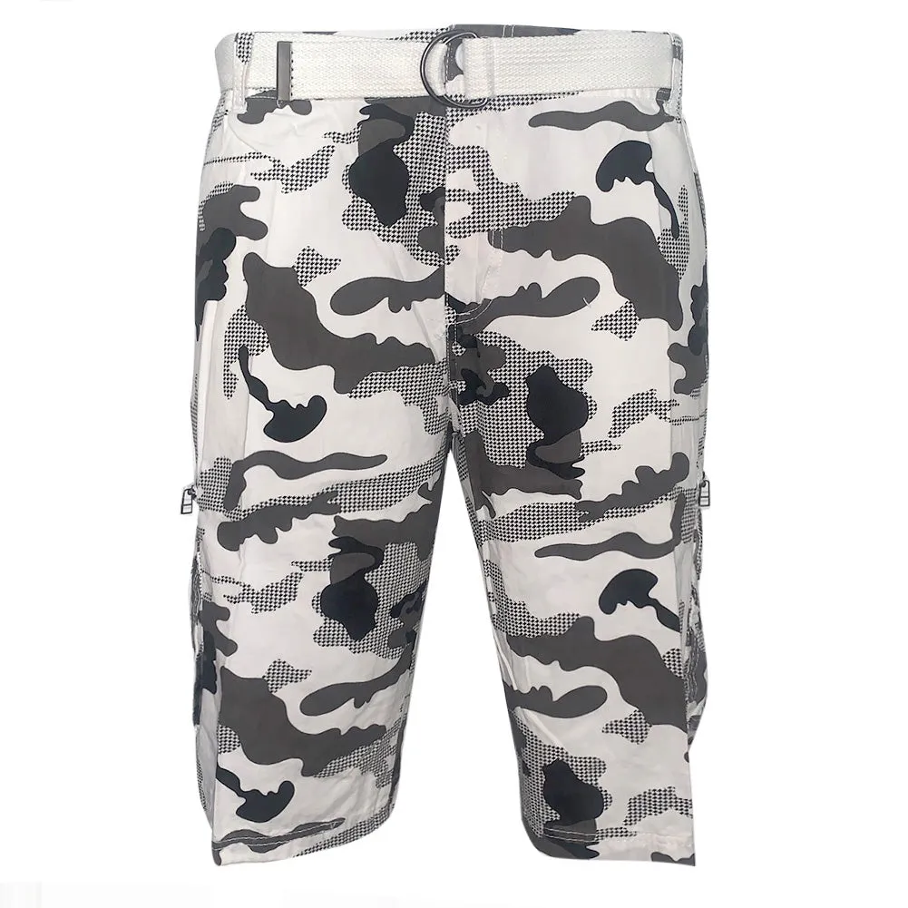 Men's Cargo Shorts Camo Color Classic Fit Cotton Multi Pocket Casual Shorts