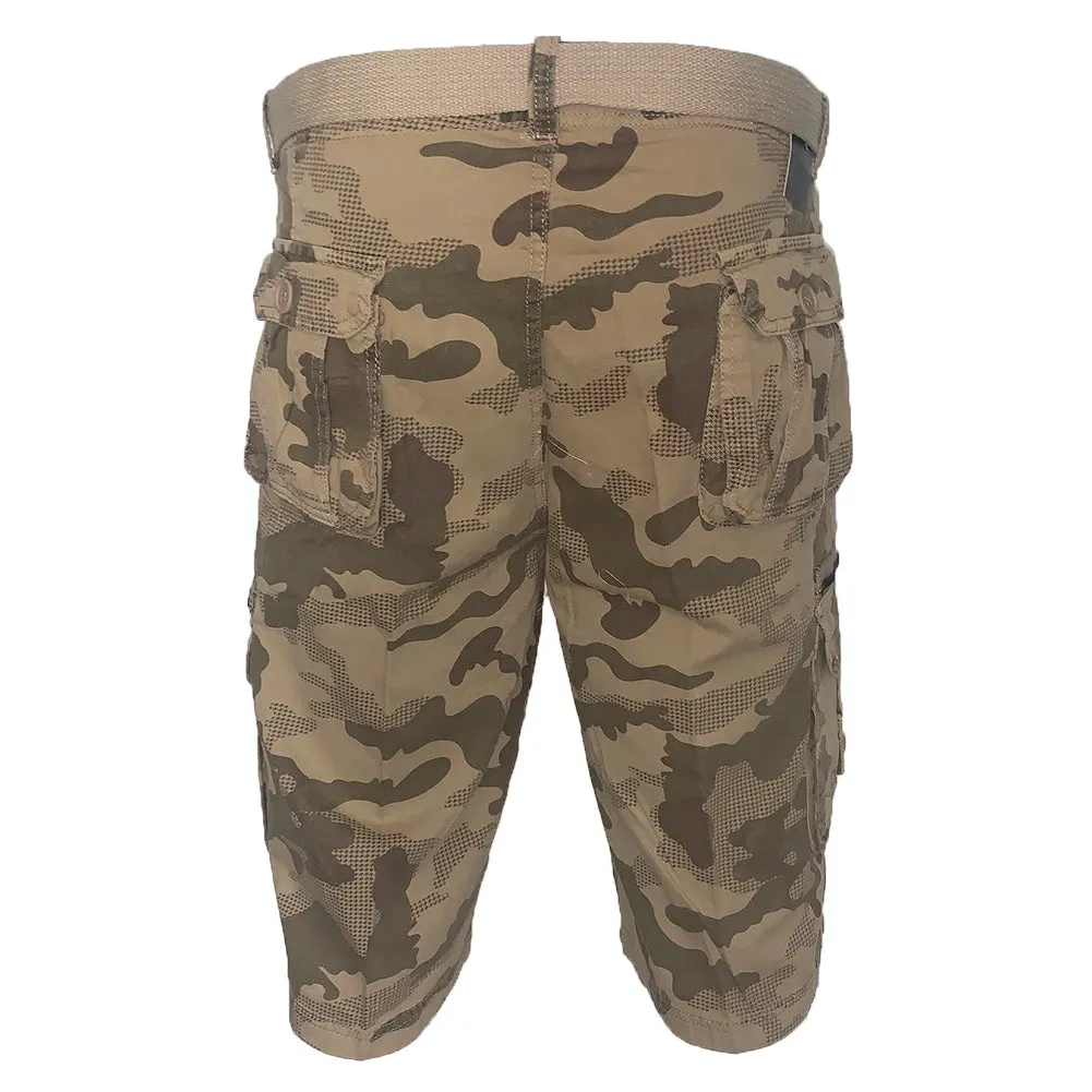 Men's Cargo Shorts Camo Color Classic Fit Cotton Multi Pocket Casual Shorts