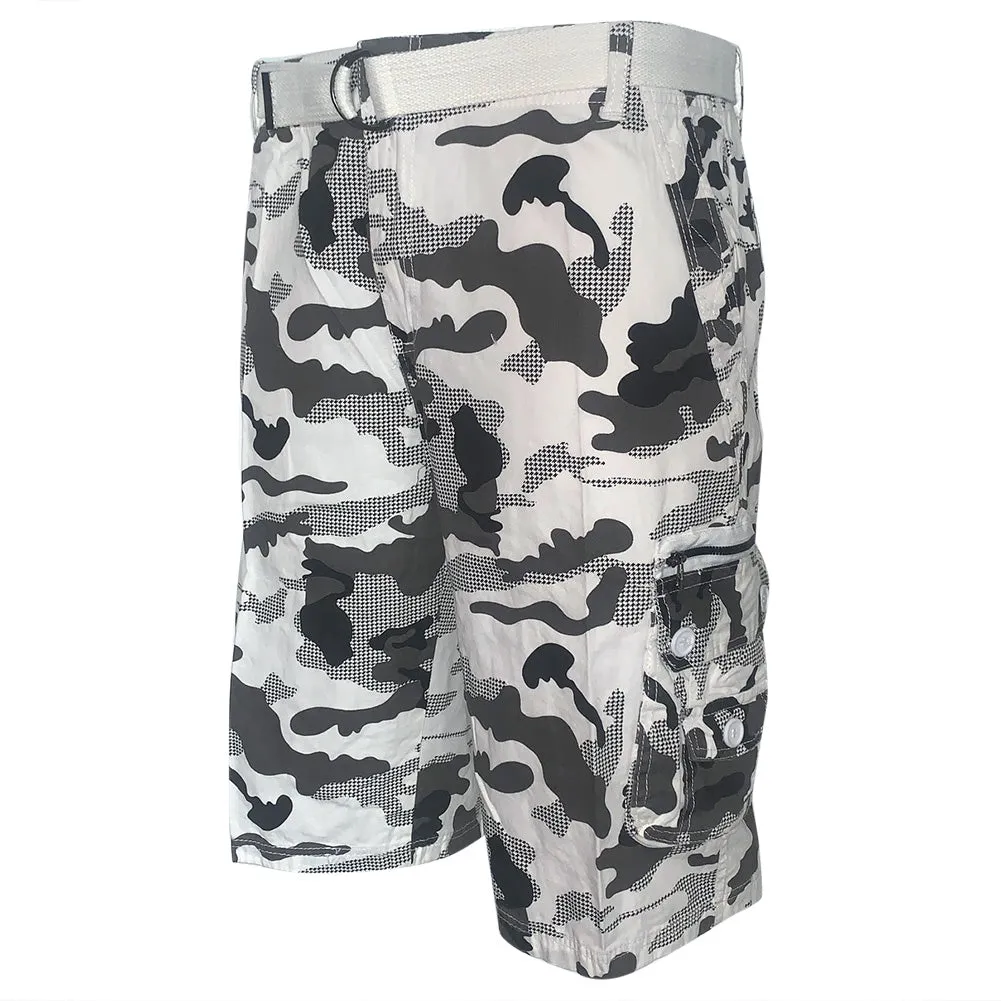 Men's Cargo Shorts Camo Color Classic Fit Cotton Multi Pocket Casual Shorts