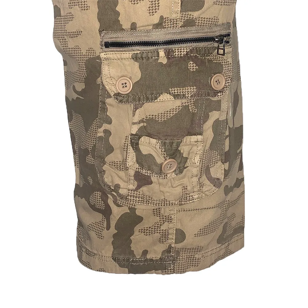 Men's Cargo Shorts Camo Color Classic Fit Cotton Multi Pocket Casual Shorts