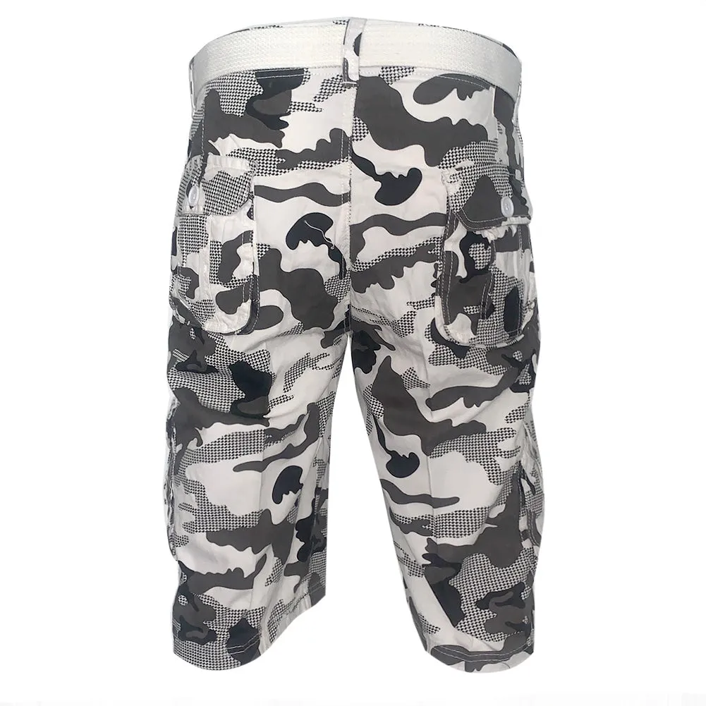 Men's Cargo Shorts Camo Color Classic Fit Cotton Multi Pocket Casual Shorts