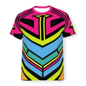 Men’s Vibrant Multicolored Geometric T-Shirt – Breathable Mesh (S-5XL)