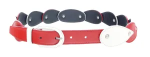 Miu Miu Red White Teardrop Tile Applique Classic Ring  Belt-