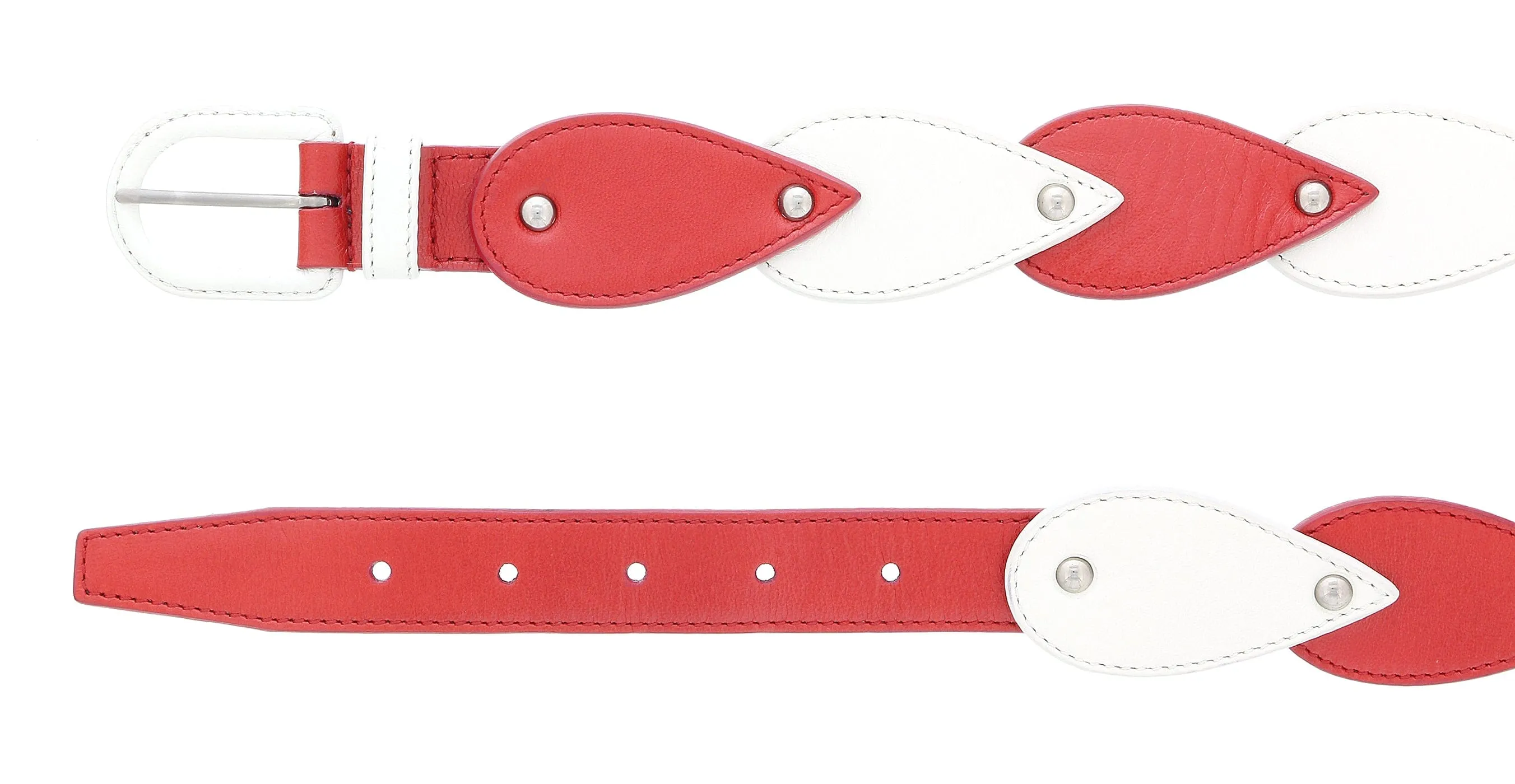 Miu Miu Red White Teardrop Tile Applique Classic Ring  Belt-