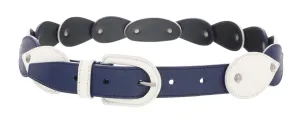 Miu Miu White Blue Teardrop Tile Applique Classic Ring  Belt-