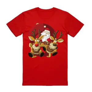NNEDSZ 100% Cotton Christmas T-shirt Adult Unisex Tee Tops Funny Santa Party Custume, Santas Sleigh (Red), S