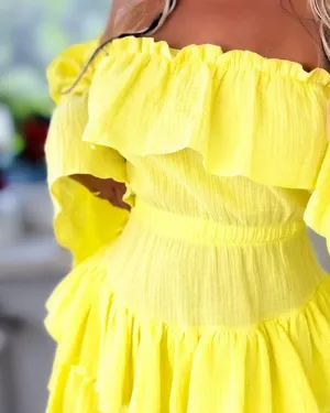 Off Shoulder Ruffles Layered Romper