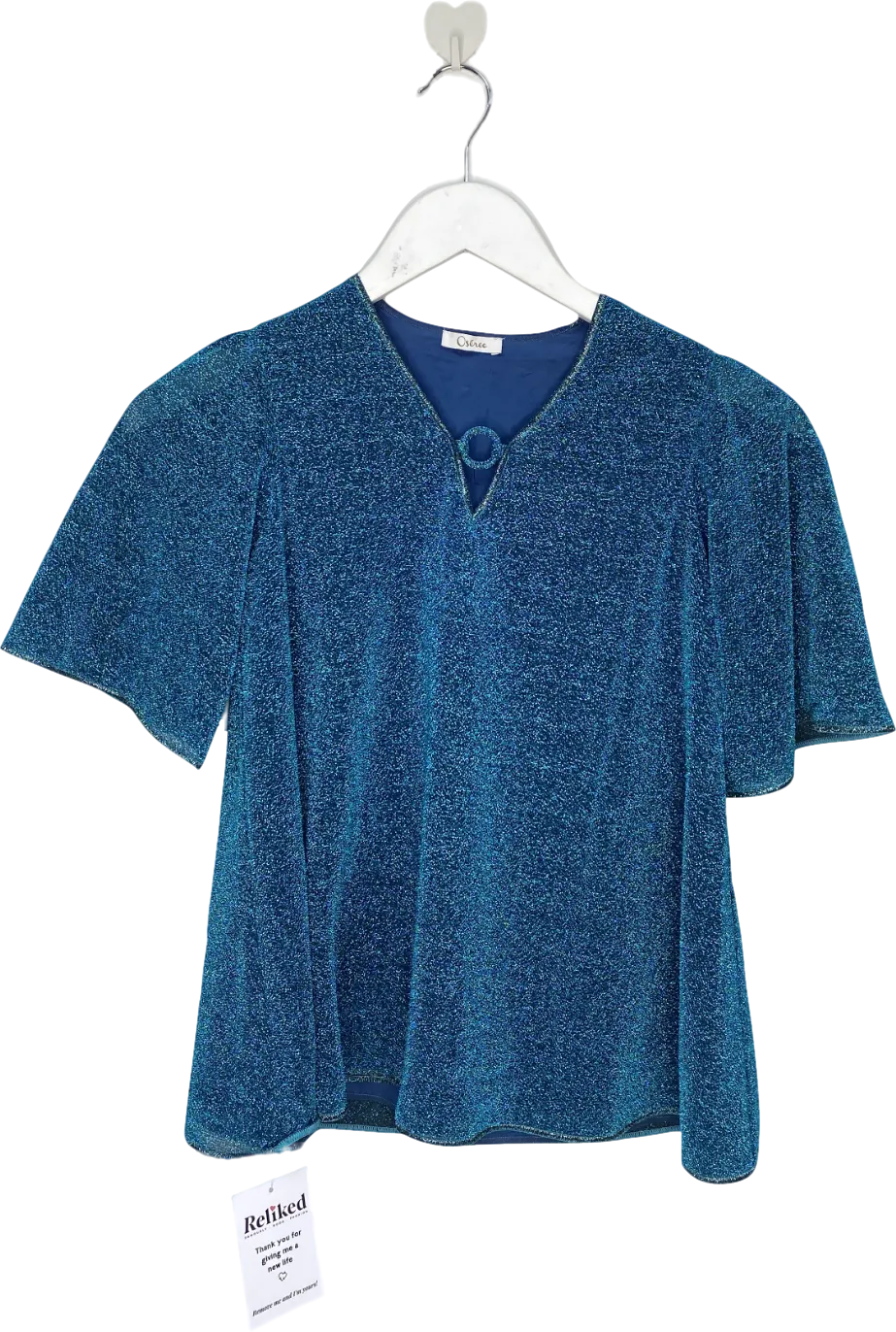Osree Blue Glitter V Neck Cover Up Dress  2 -4Years