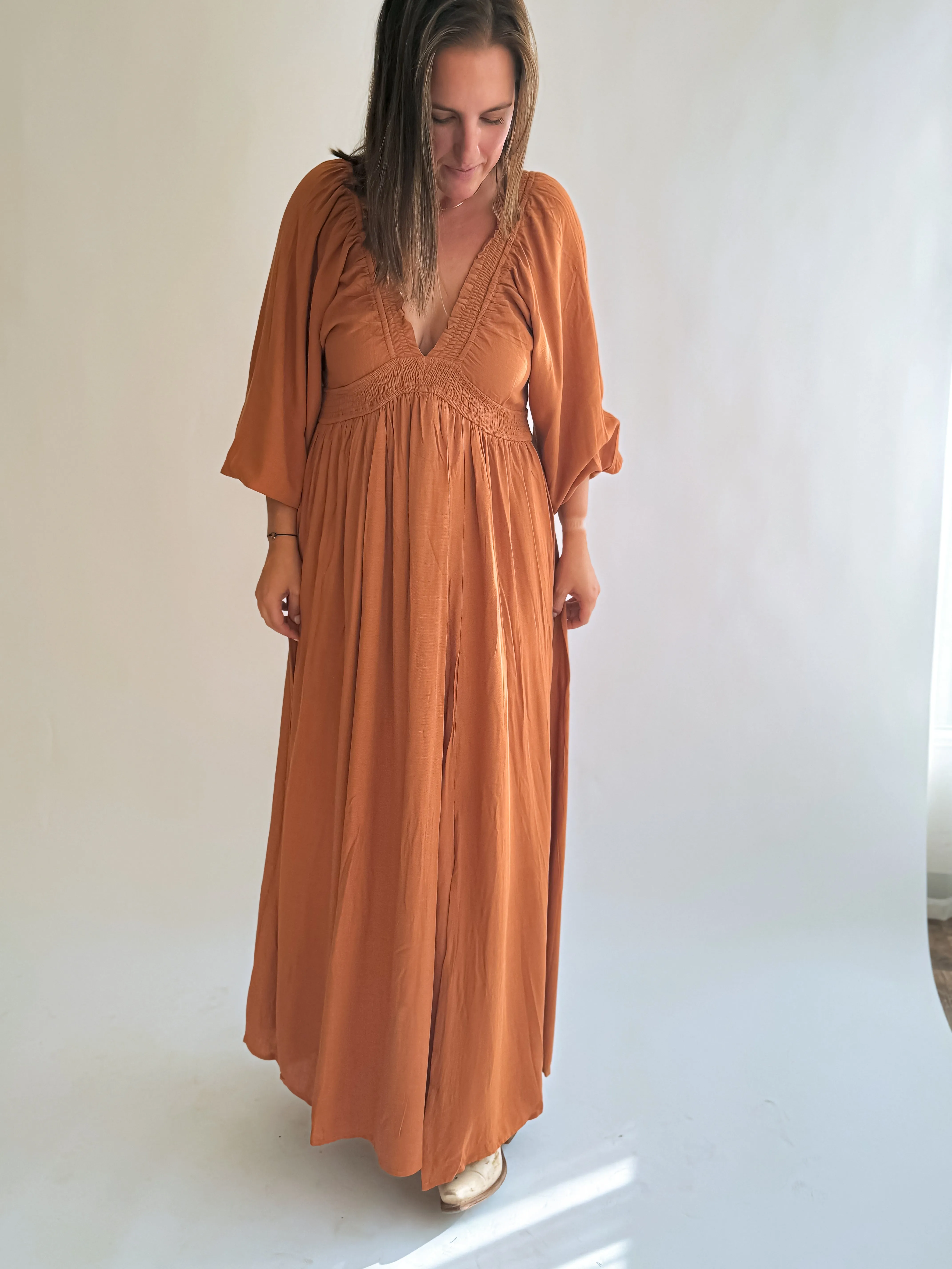 Plunge Neck Maxi Dress