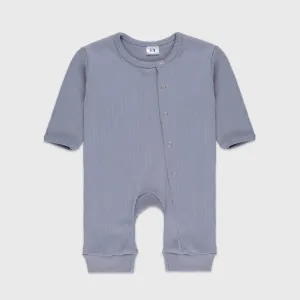 Plush Winter Rompers with side button inseam - Blue