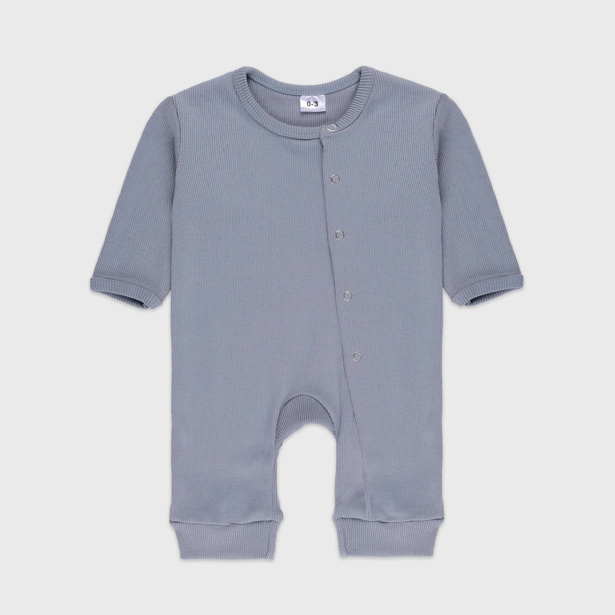 Plush Winter Rompers with side button inseam - Blue