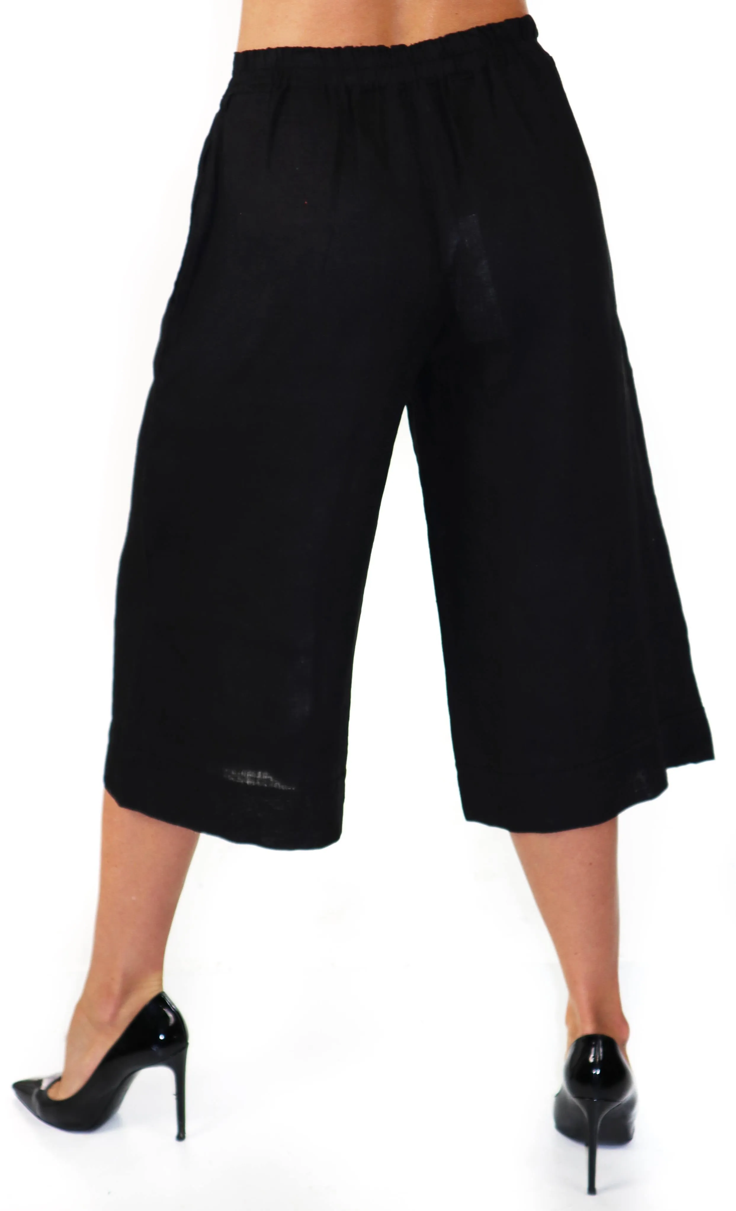 Pure washed and soft linen capri pants, women capri pants