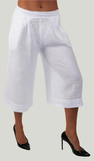 Pure washed and soft linen capri pants, women capri pants