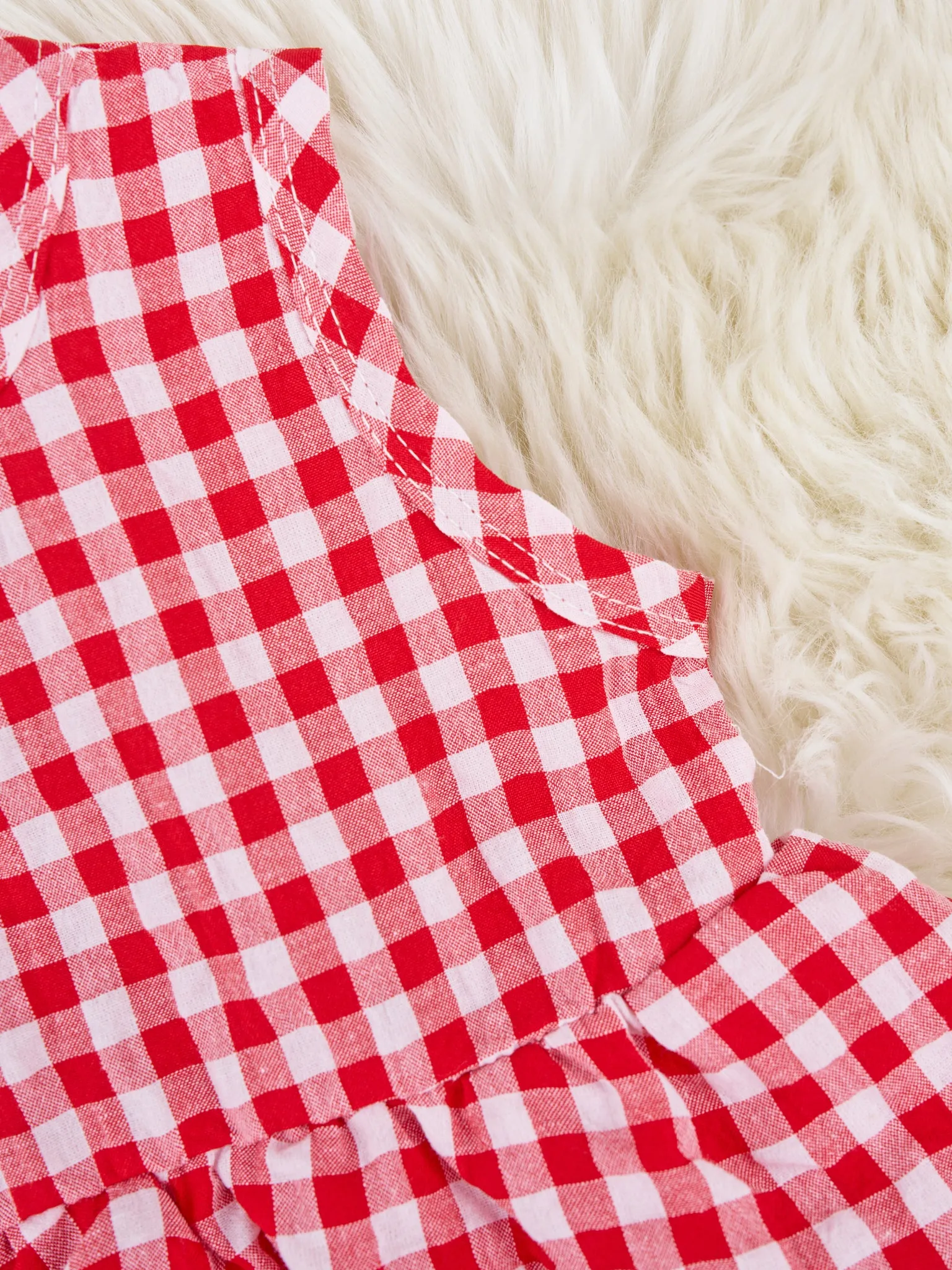 Red Gingham Dressy Ruffle Romper