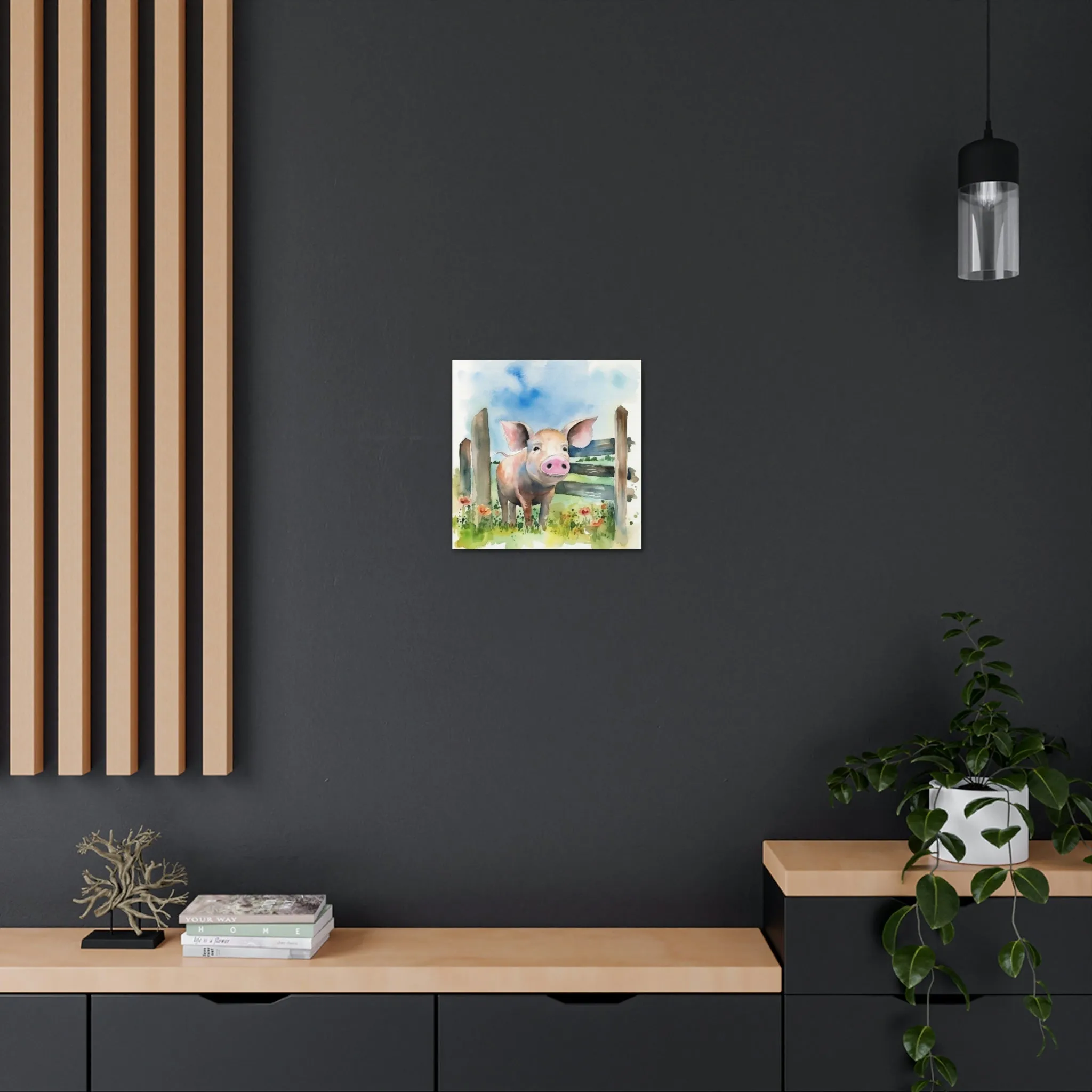 Rustic Folk Art Watercolor Pig Canvas Gallery Wraps - Perfect Gift for Your Country Farm Friends