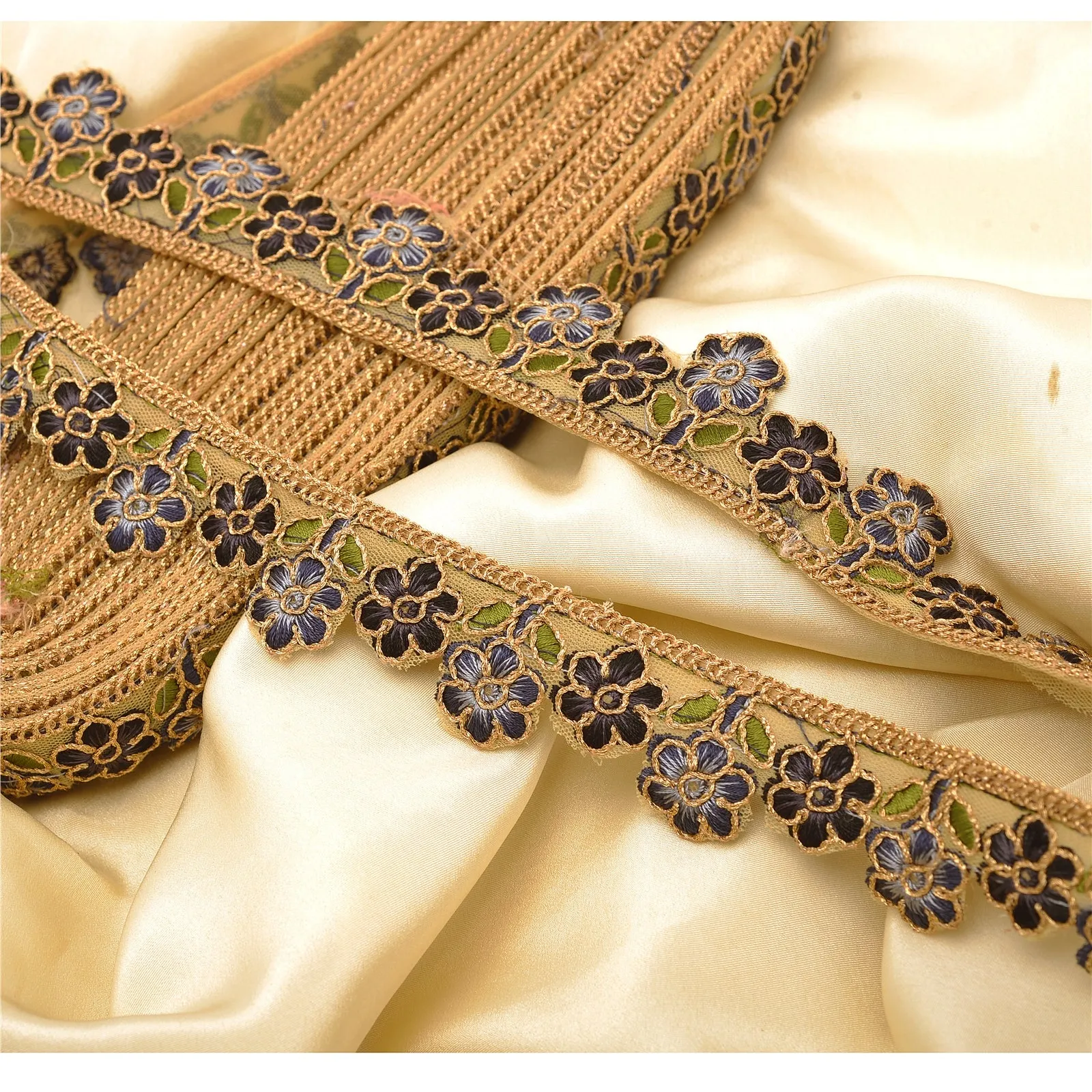 Sanskriti Embroidered Dress Sewing 1" W Border 9 YD Trim Cream Craft Decor Lace