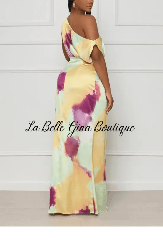 Sara Sleeveless Vibrant Colorful Split Dress-Light Green-FINAL SALE