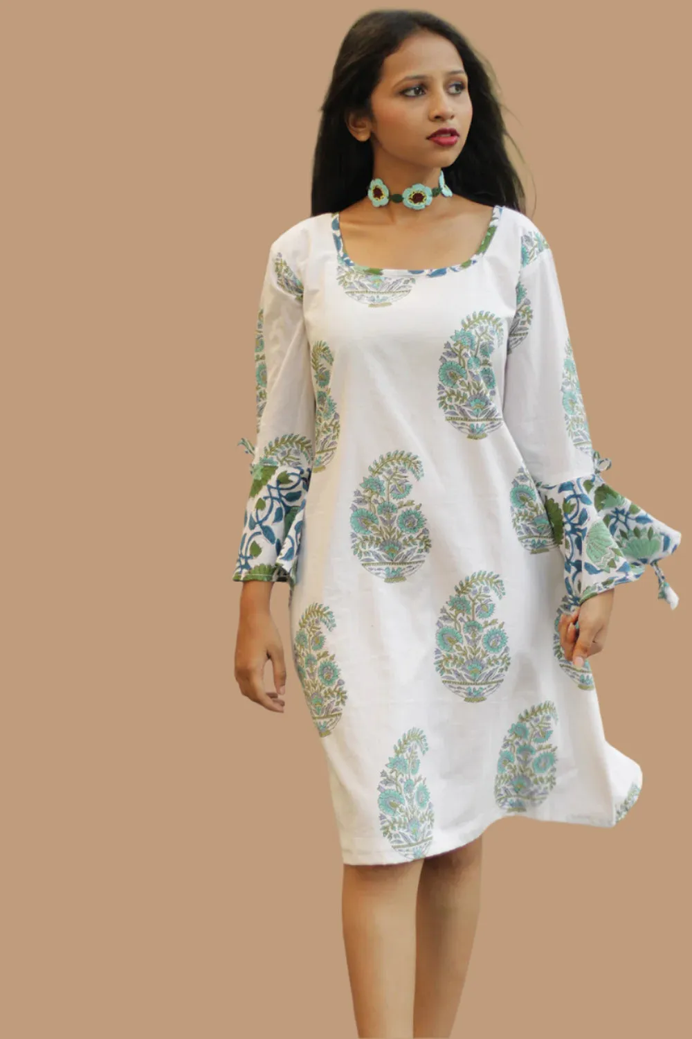 Sayali | Short Dress | Sea Foam Kairi Sanganeri