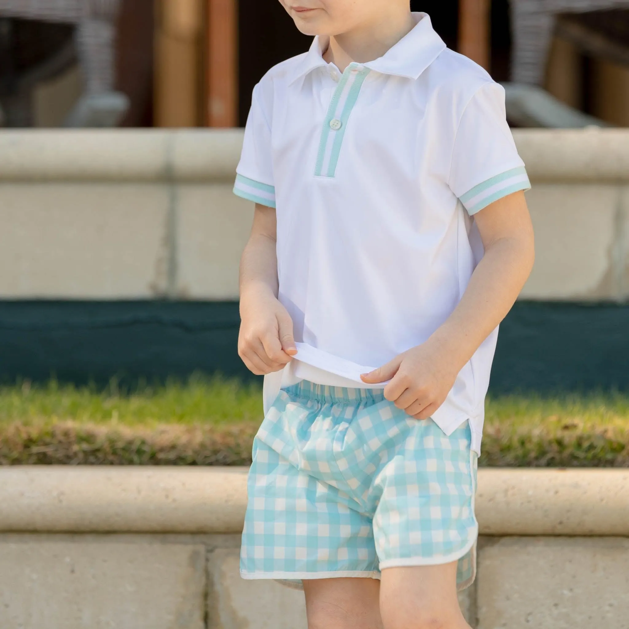 Set Point Shorts in Bellevue Blue Gingham