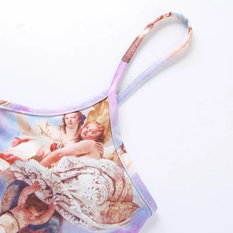 Sexy Bralette Crop Top Camisole Greek Mythology Cartoon Graphic Sleeveless
