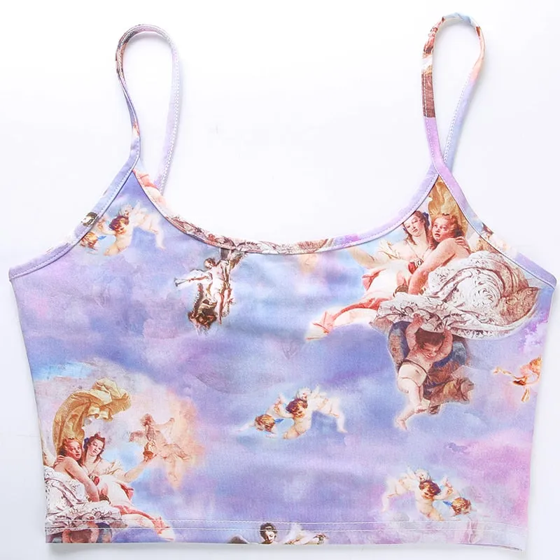 Sexy Bralette Crop Top Camisole Greek Mythology Cartoon Graphic Sleeveless